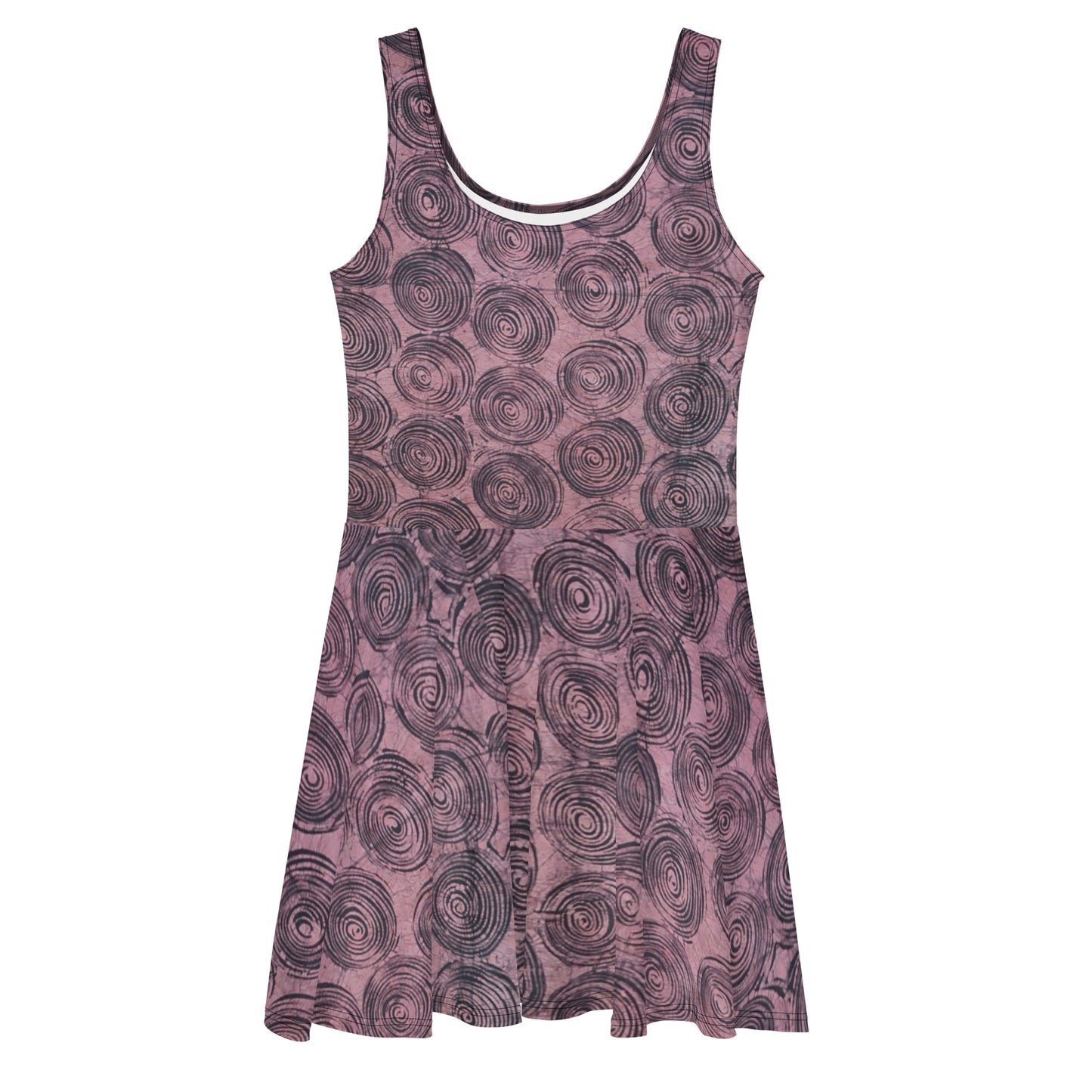 Pink & Black Swirl Adire Skater Dress