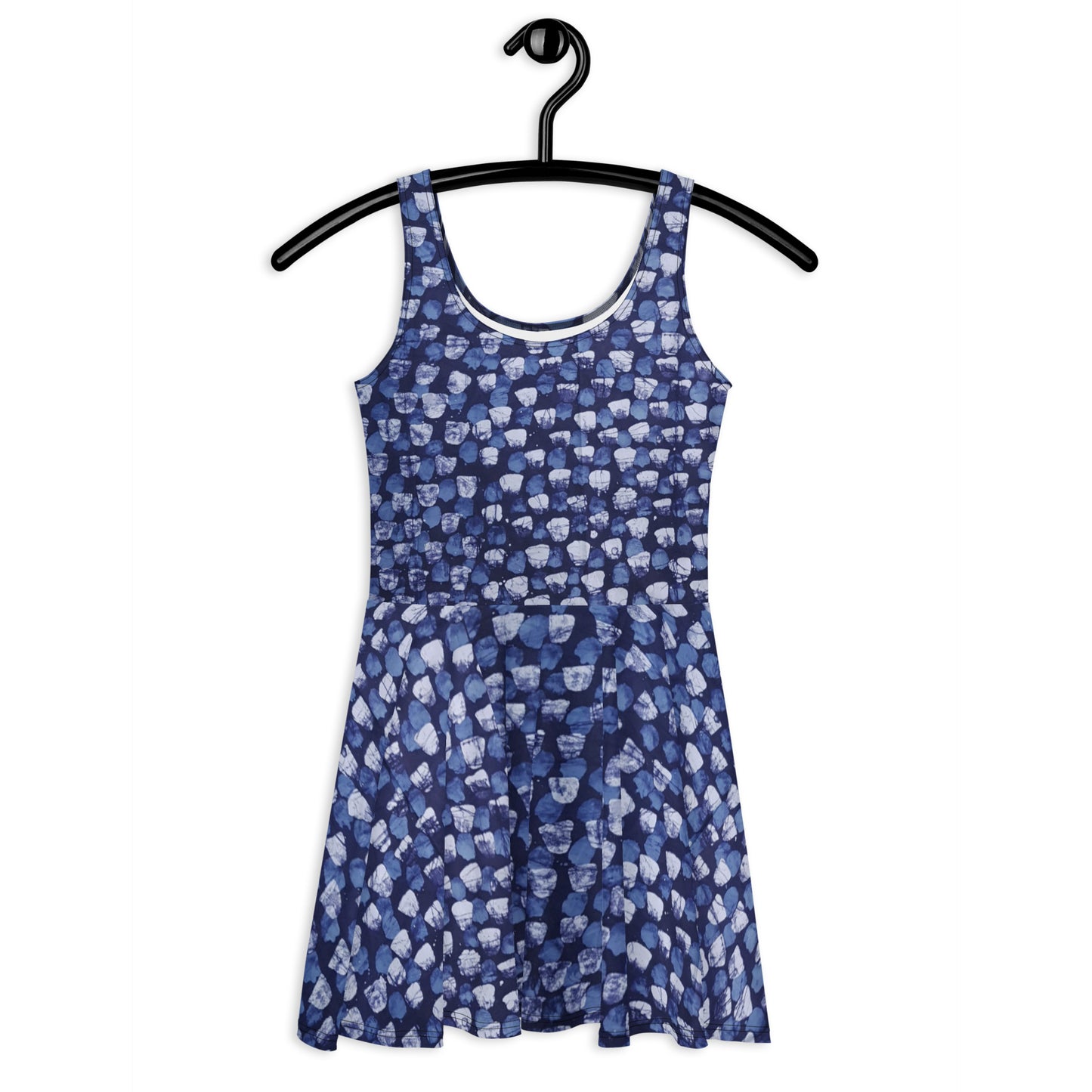 Blue Dotted Adire Skater Dress