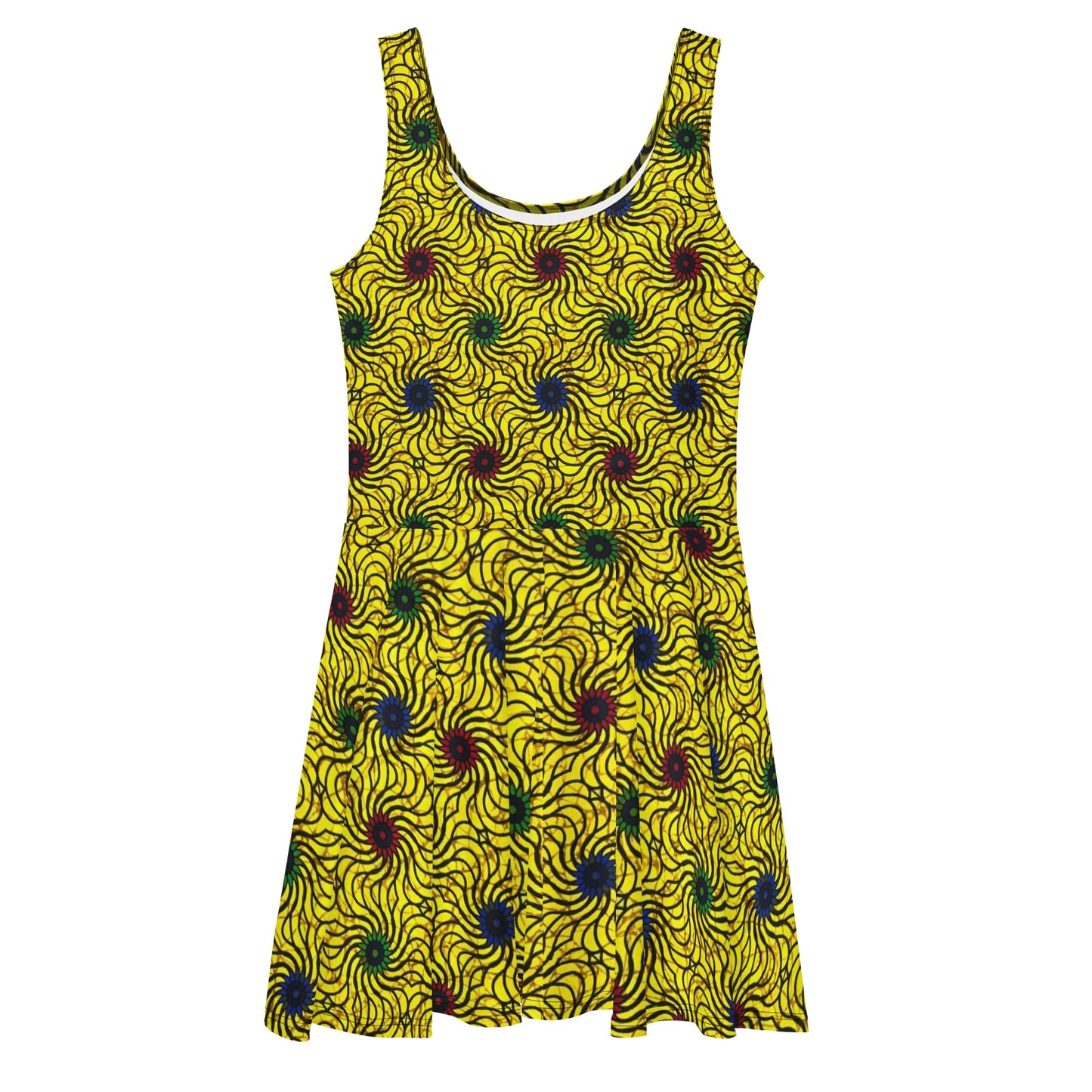 Multicolour Yellow Ankara Skater Dress