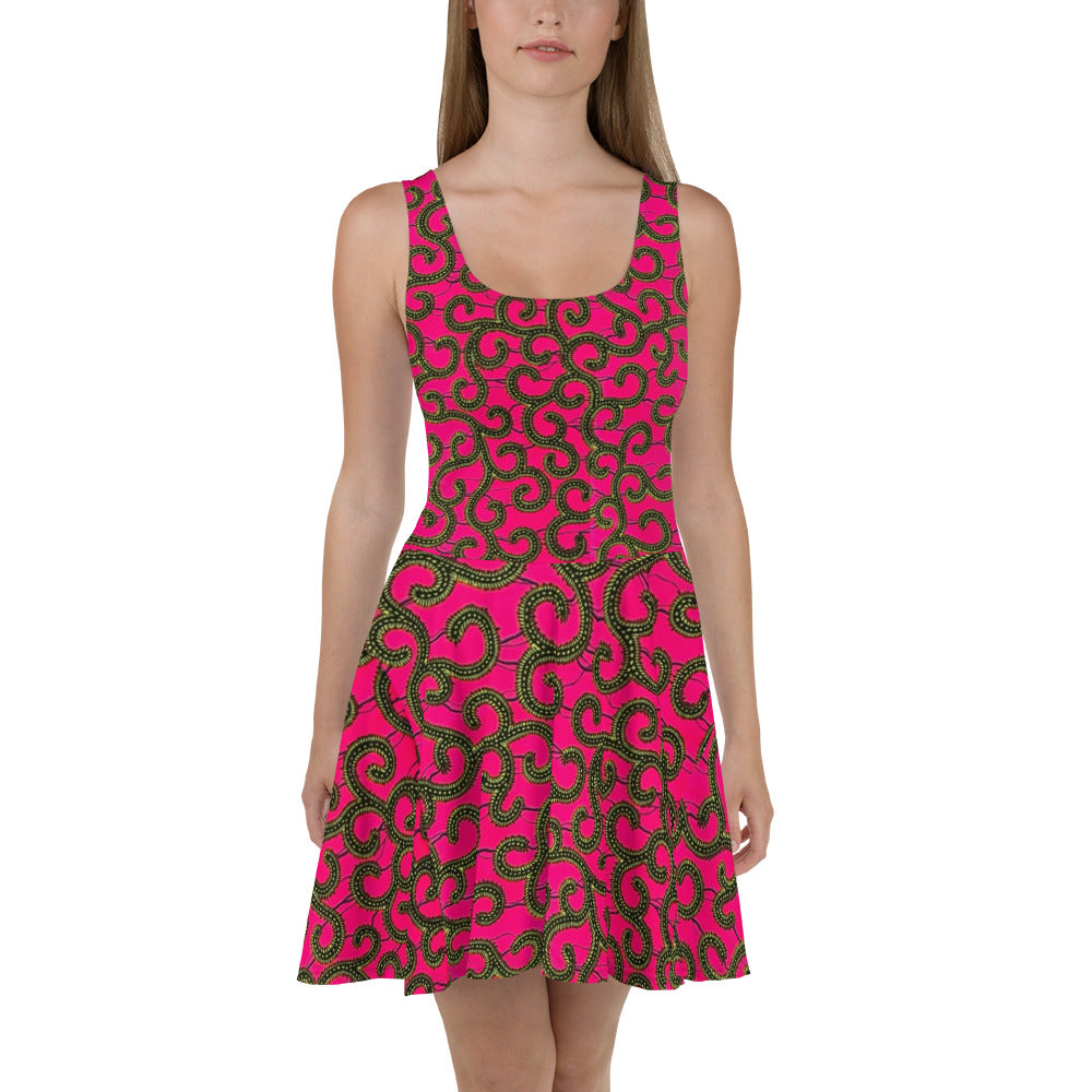 Pink Ankara Skater Dress