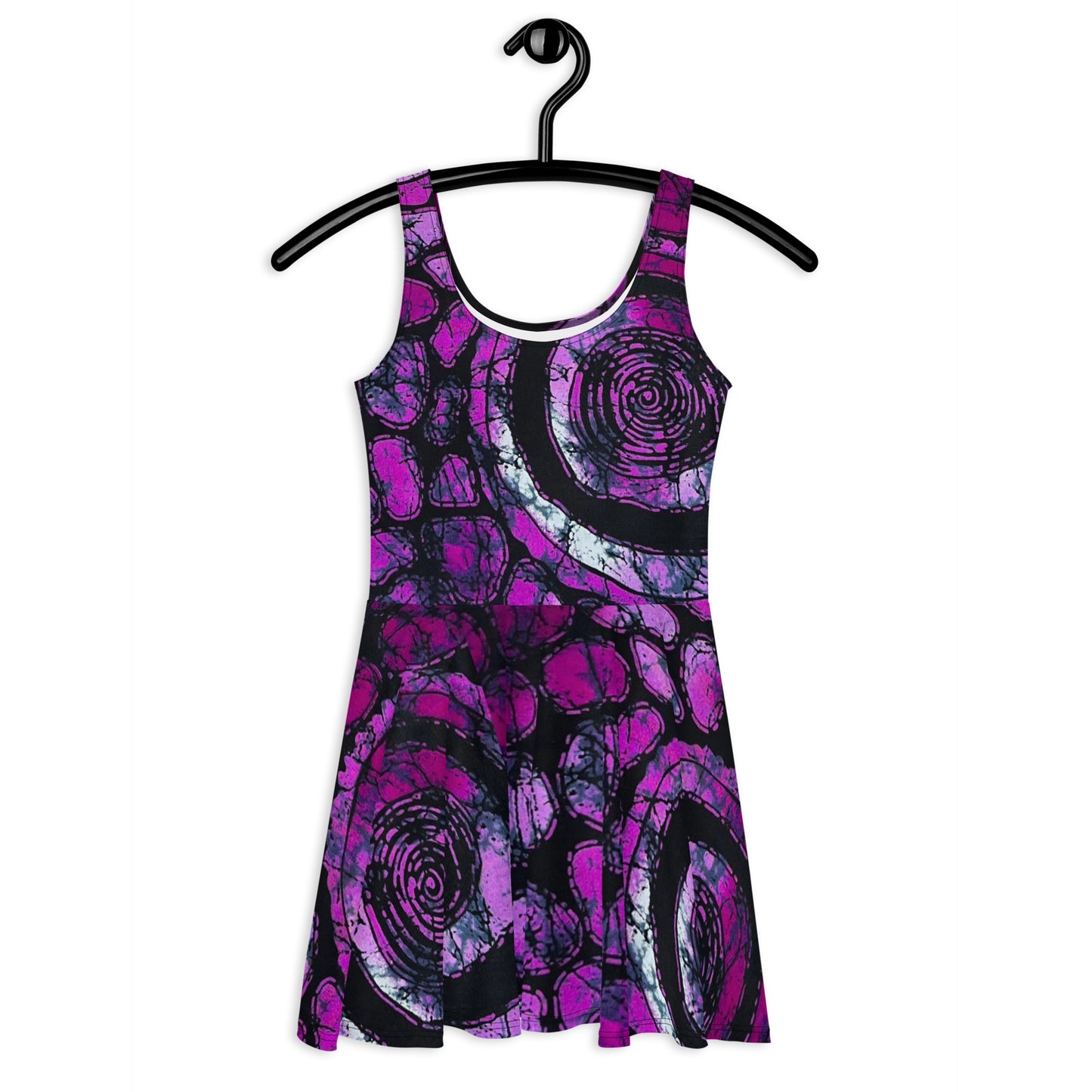 Purple Adire Skater Dress