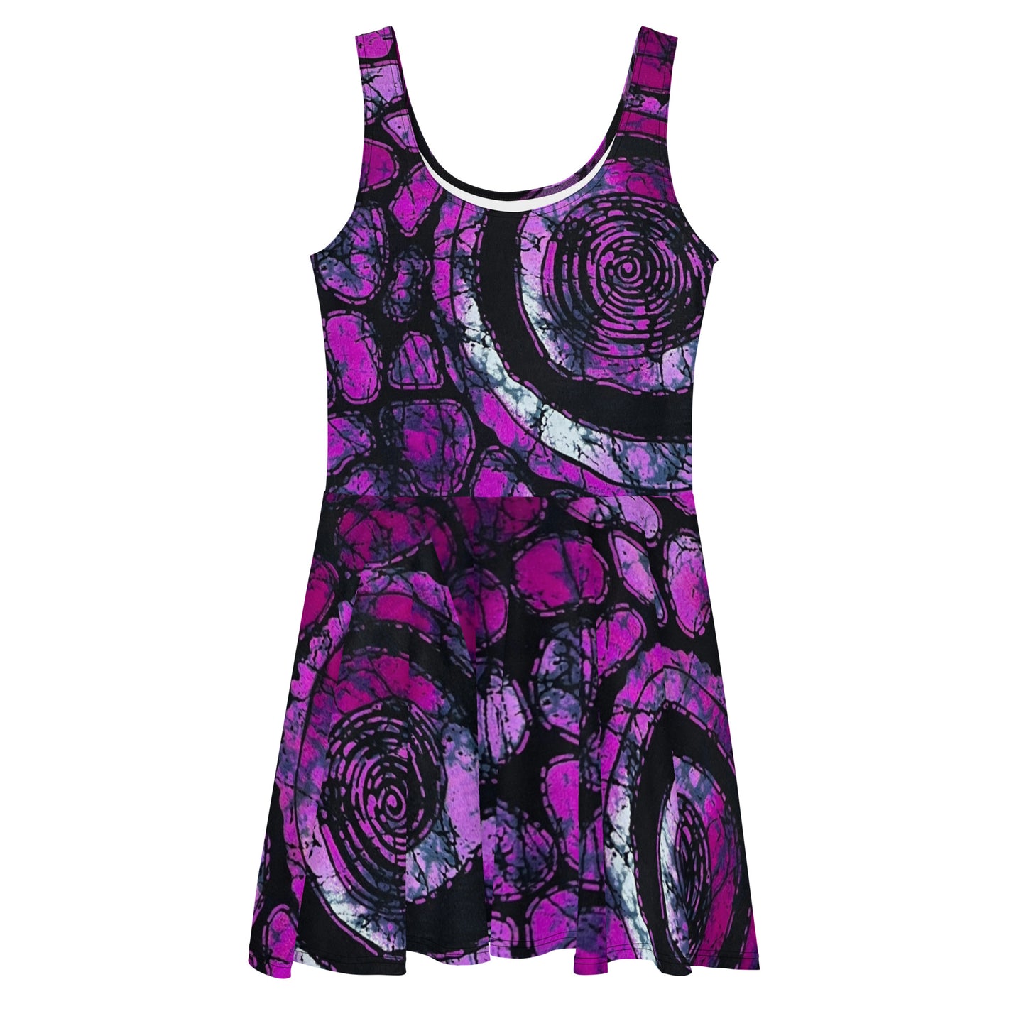 Purple Adire Skater Dress