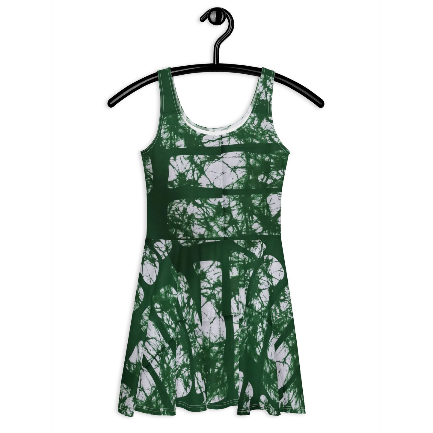 Green Adire Skater Dress