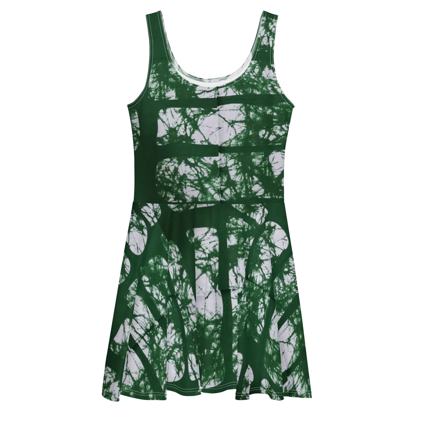 Green Adire Skater Dress