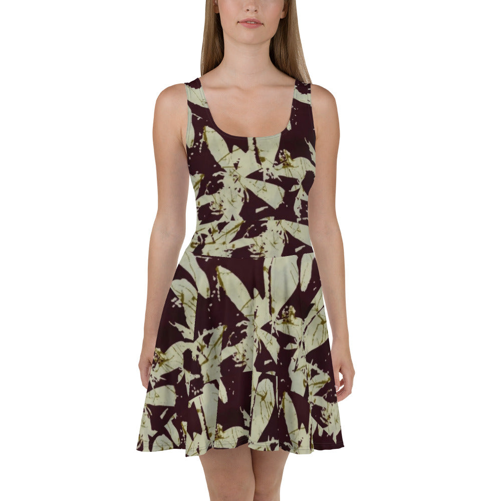 Brown Adire Skater Dress