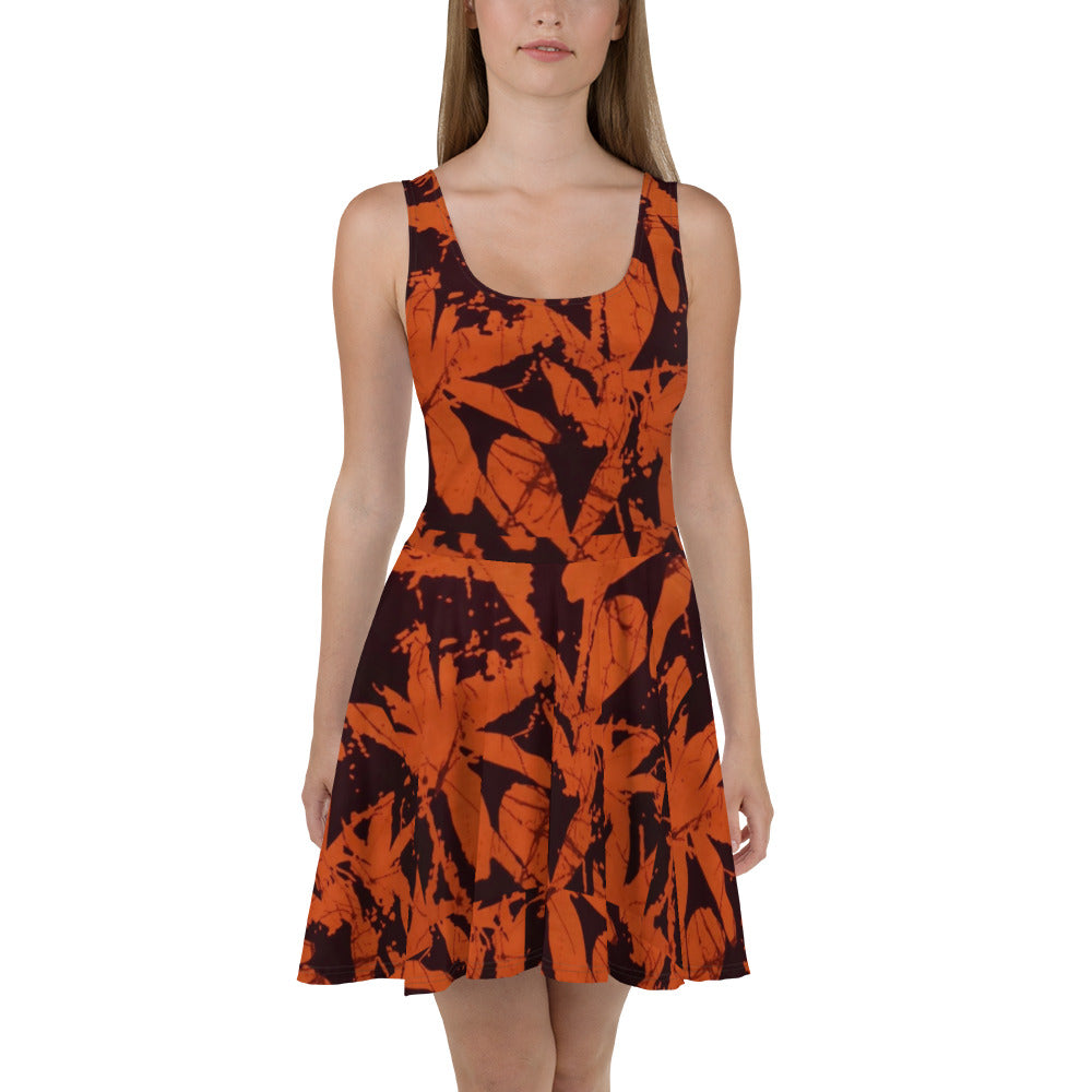 Orange Adire Skater Dress