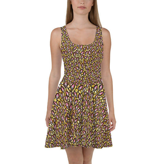 Pink Brown Ankara Skater Dress