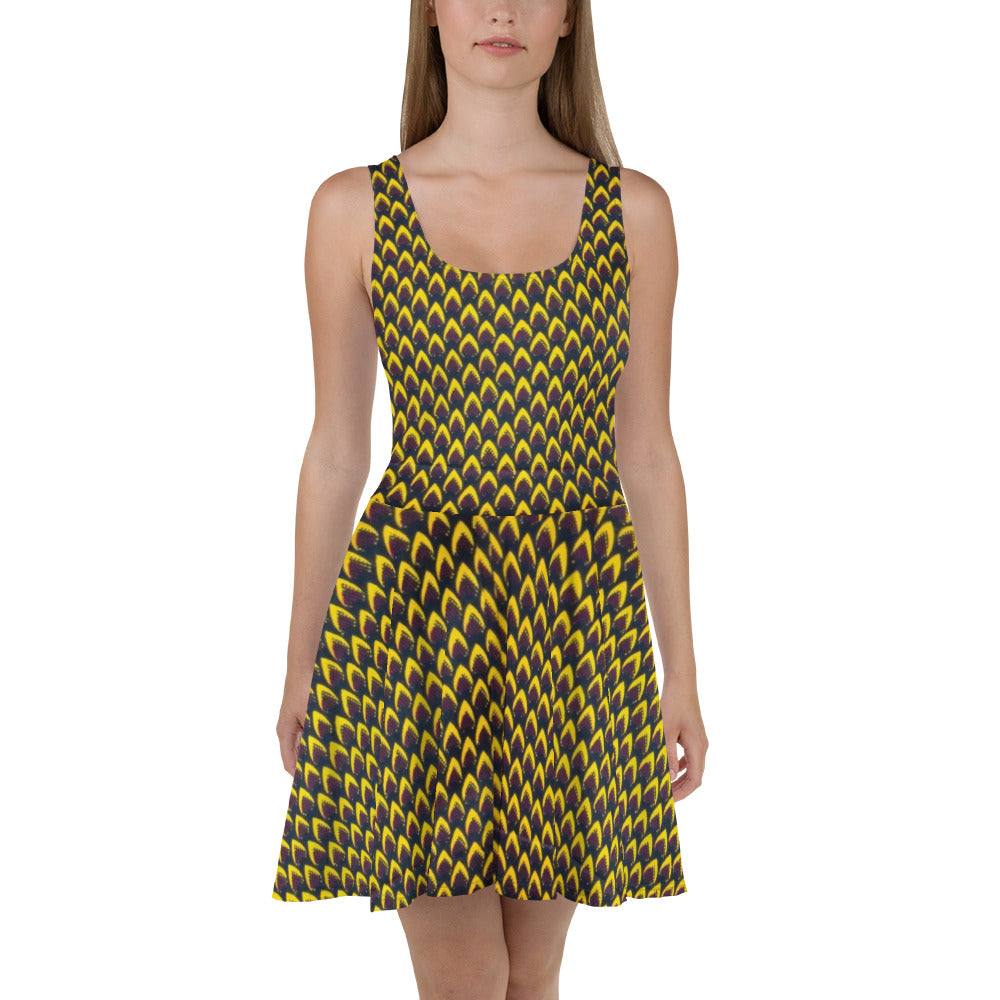 Yellow Flame Ankara Skater Dress