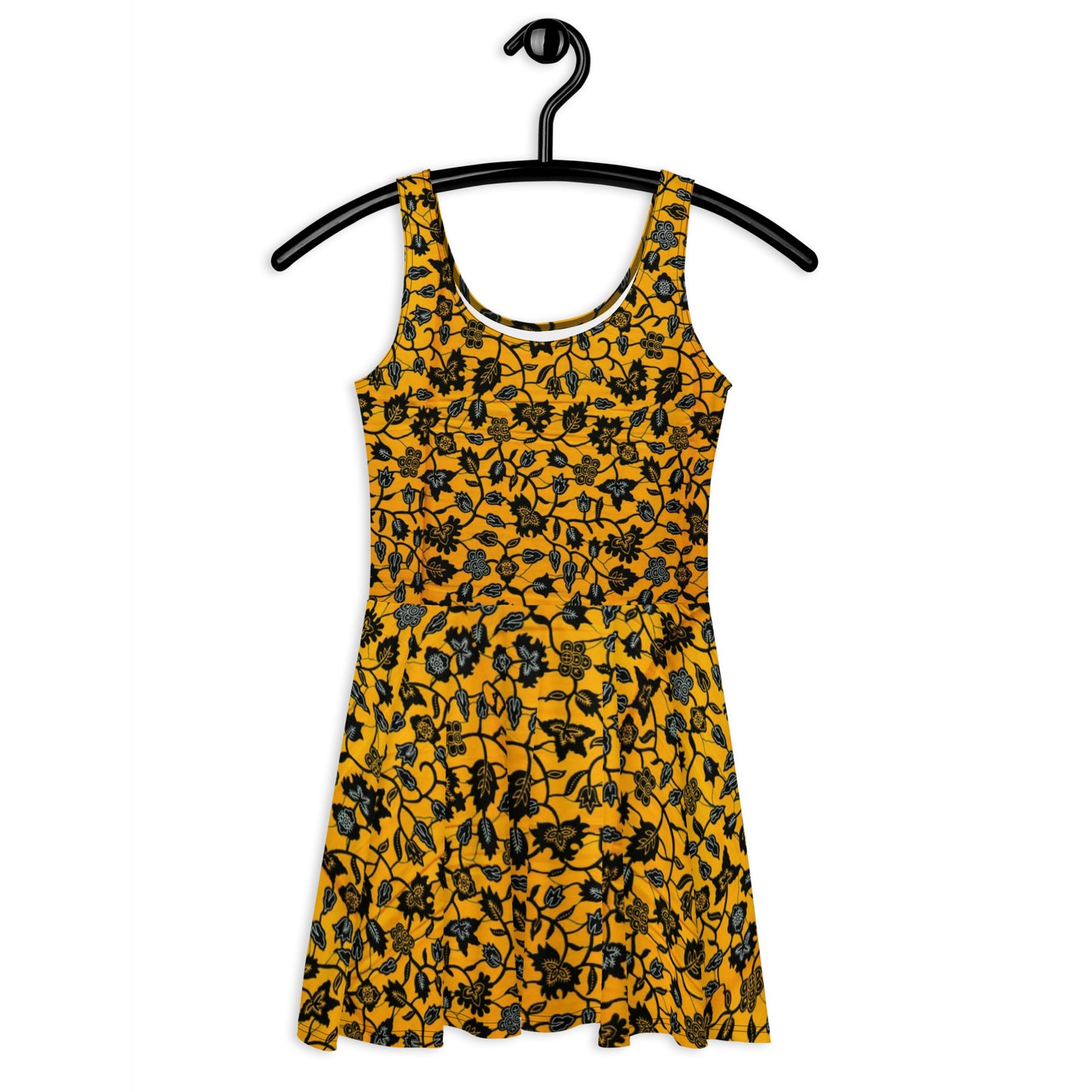 Yellow Leaves Ankara Skater Dress