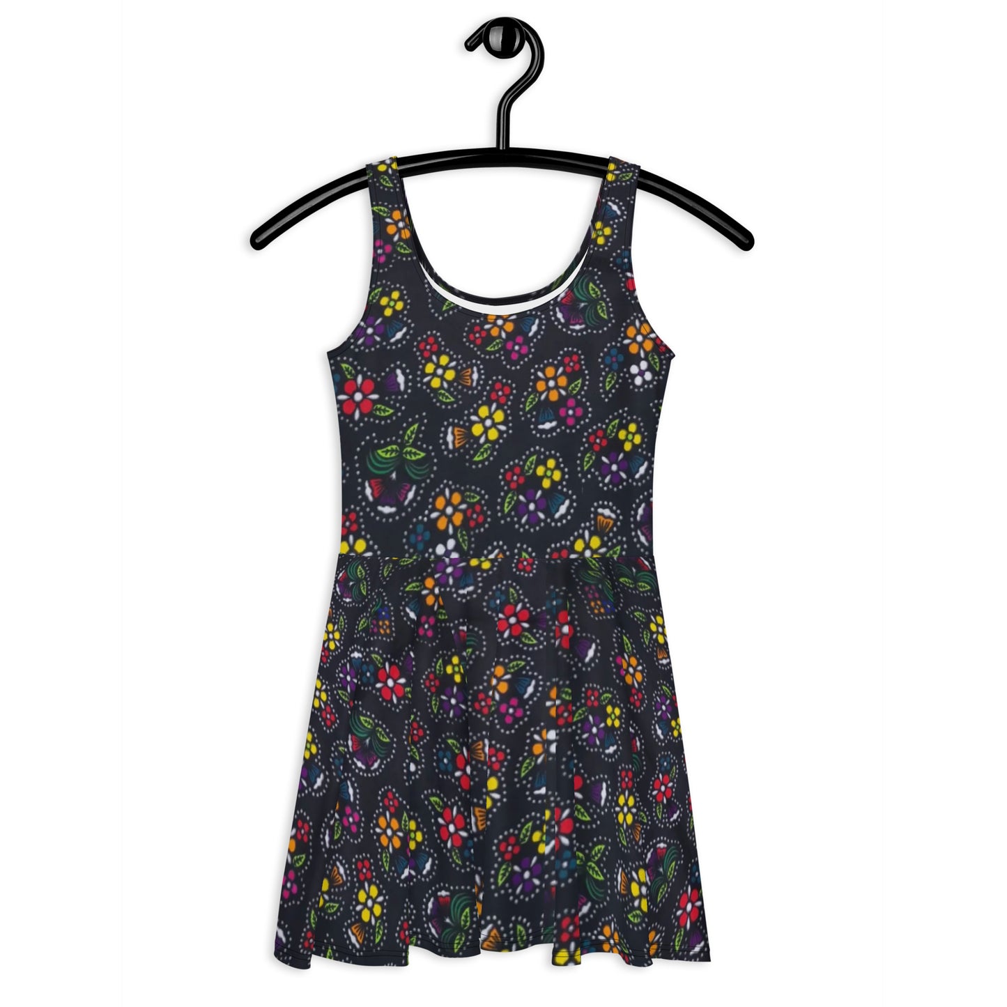 Multicolour Dark Ankara Skater Dress