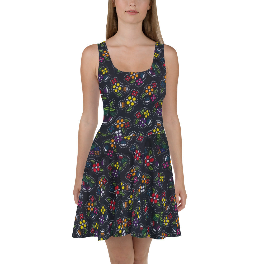 Multicolour Dark Ankara Skater Dress