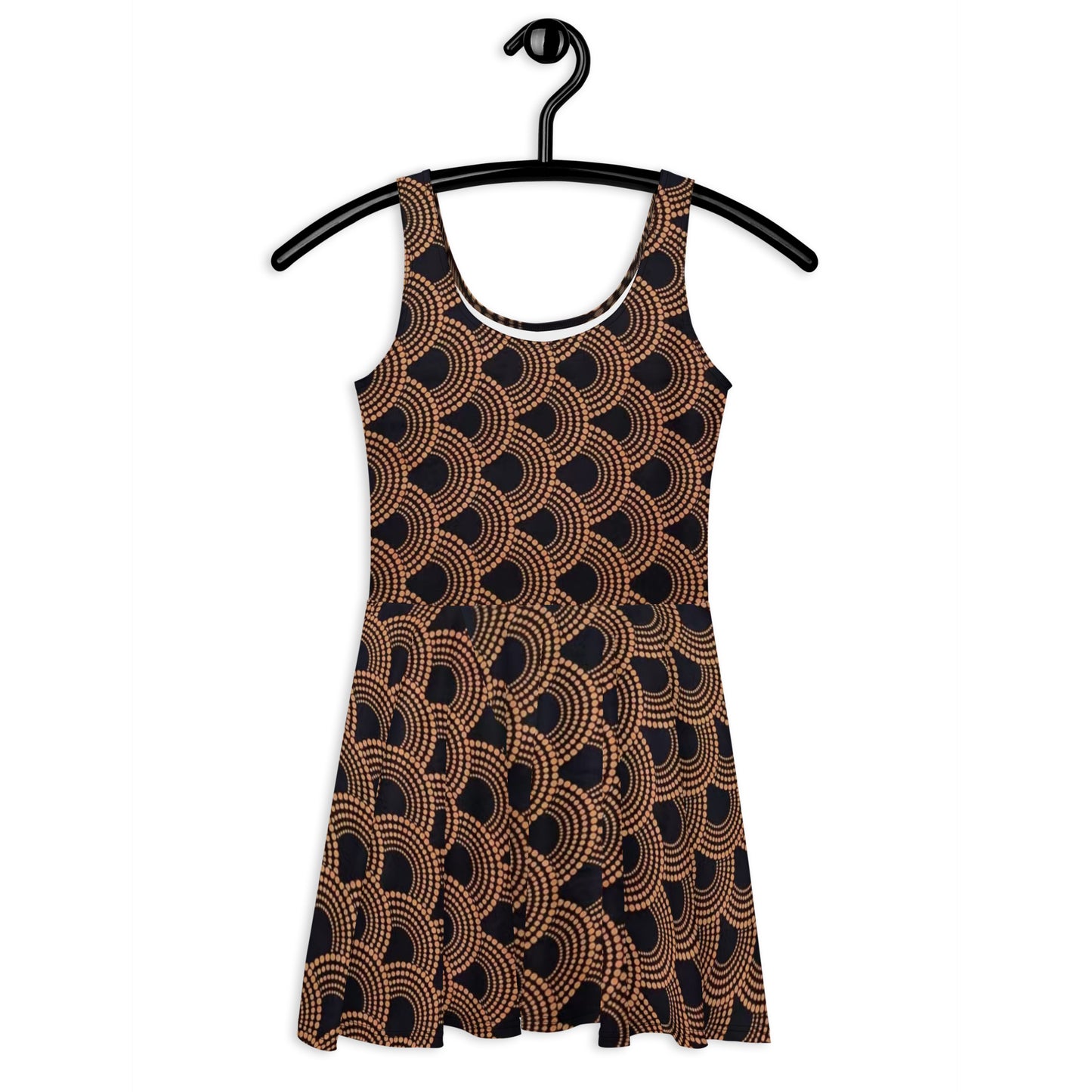 Brown Abstract Ankara Skater Dress