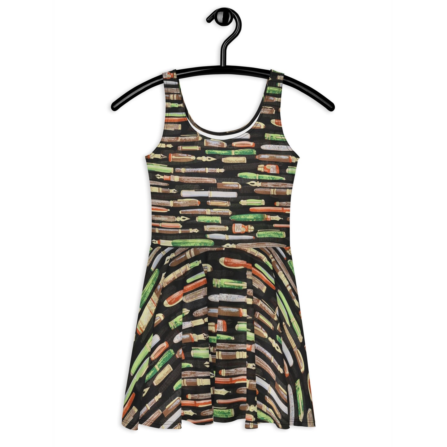 Green Pen Ankara Skater Dress