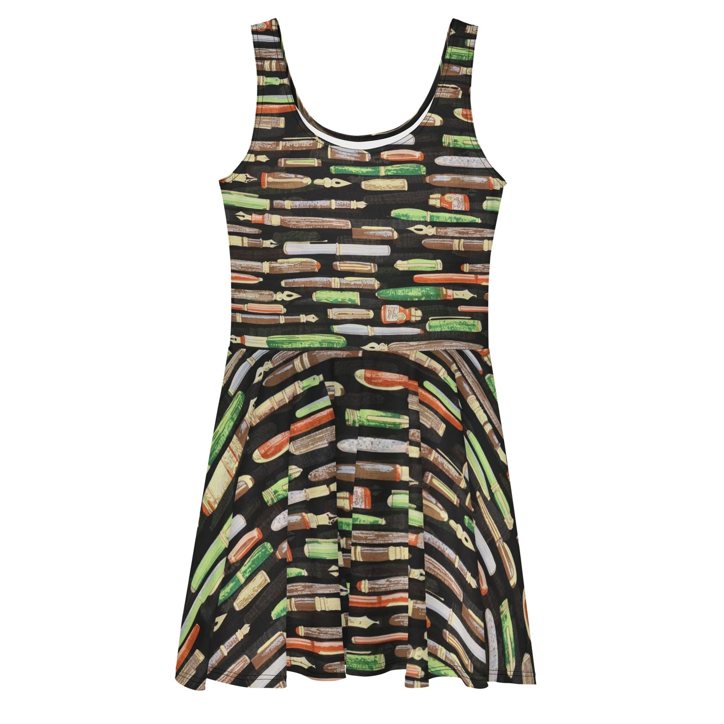 Green Pen Ankara Skater Dress