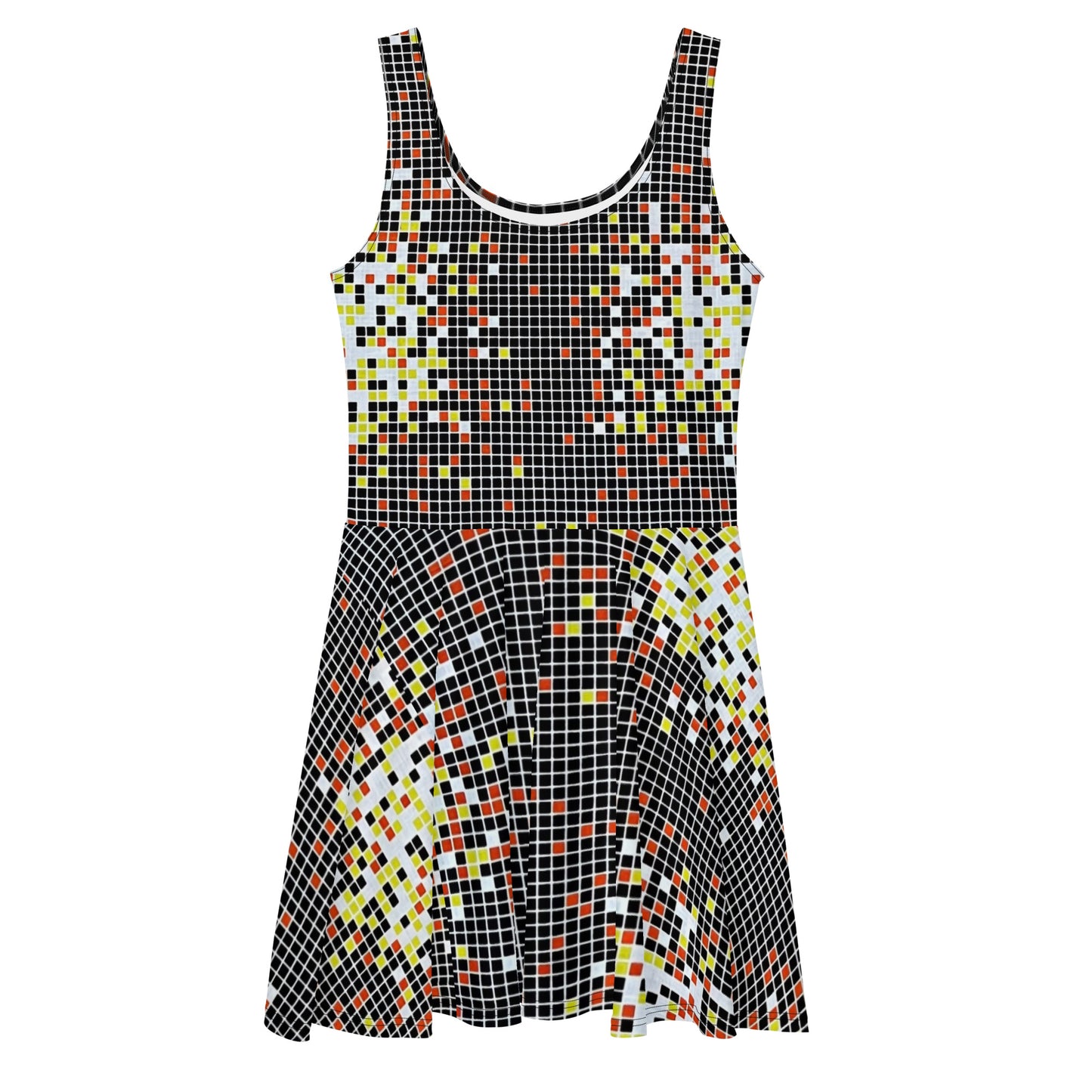 Graphic Square Ankara Skater Dress