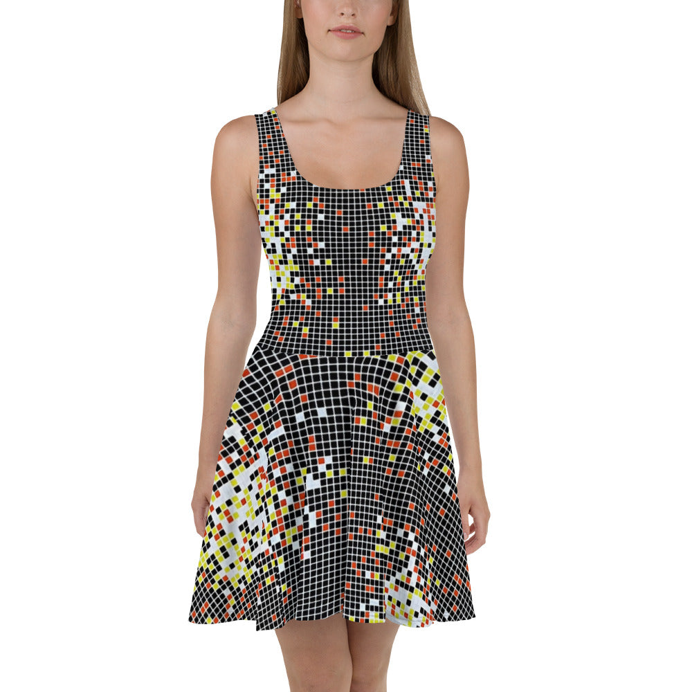 Graphic Square Ankara Skater Dress