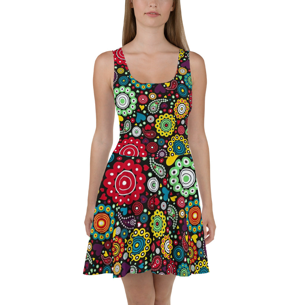 Multicolour Bloom Ankara Skater Dress