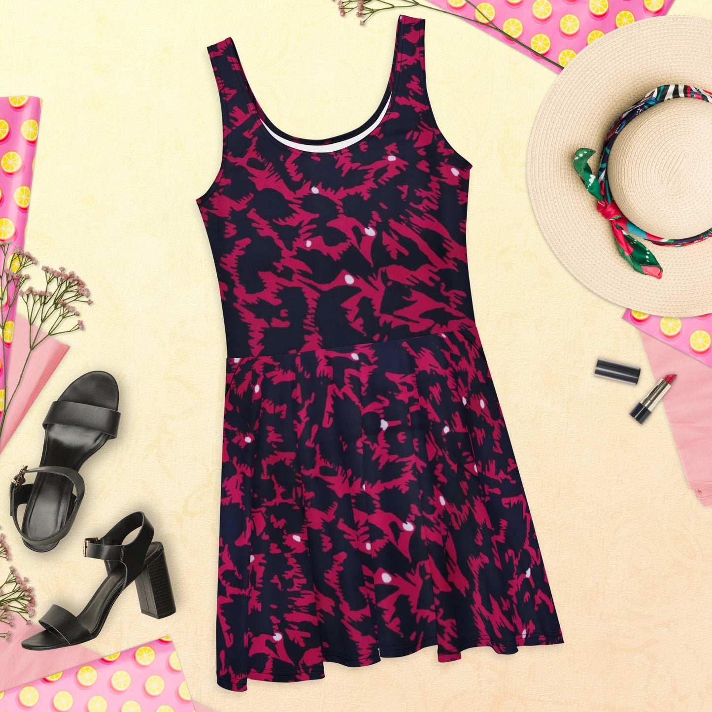 Pink Leopard Ankara Skater Dress