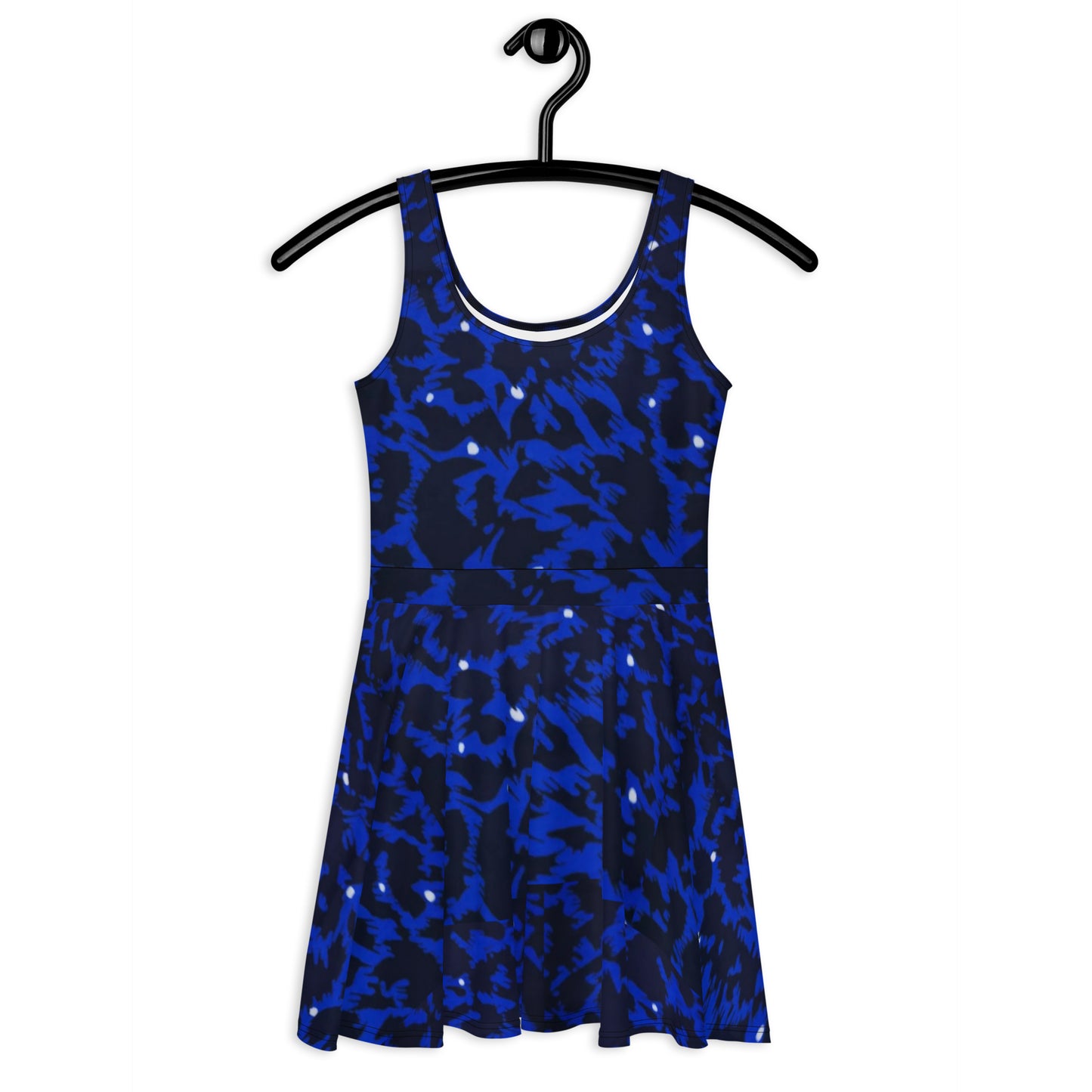 Blue Leopard Ankara Skater Dress