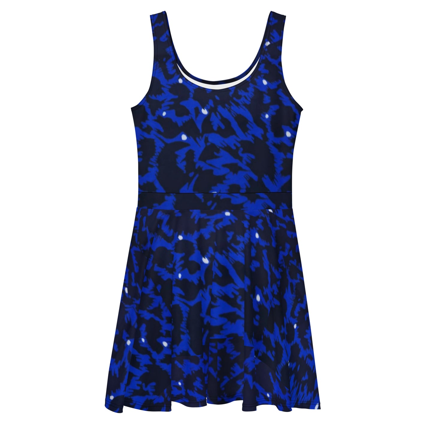 Blue Leopard Ankara Skater Dress