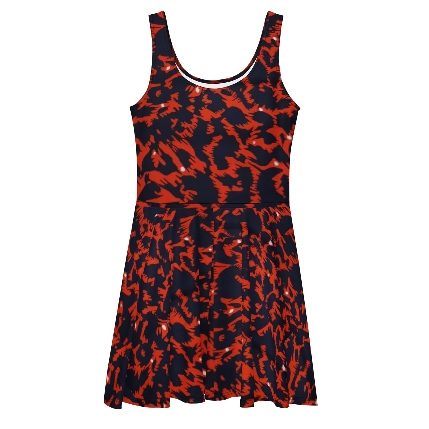 Orange Leopard Ankara Skater Dress