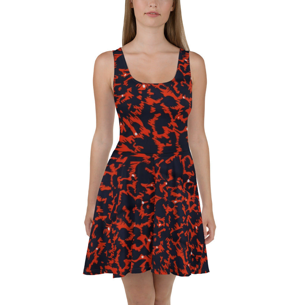 Orange Leopard Ankara Skater Dress