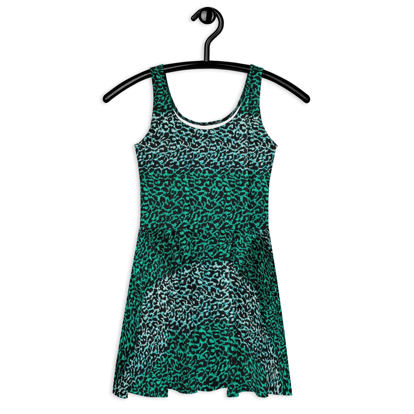 Green Leopard Ankara Skater Dress