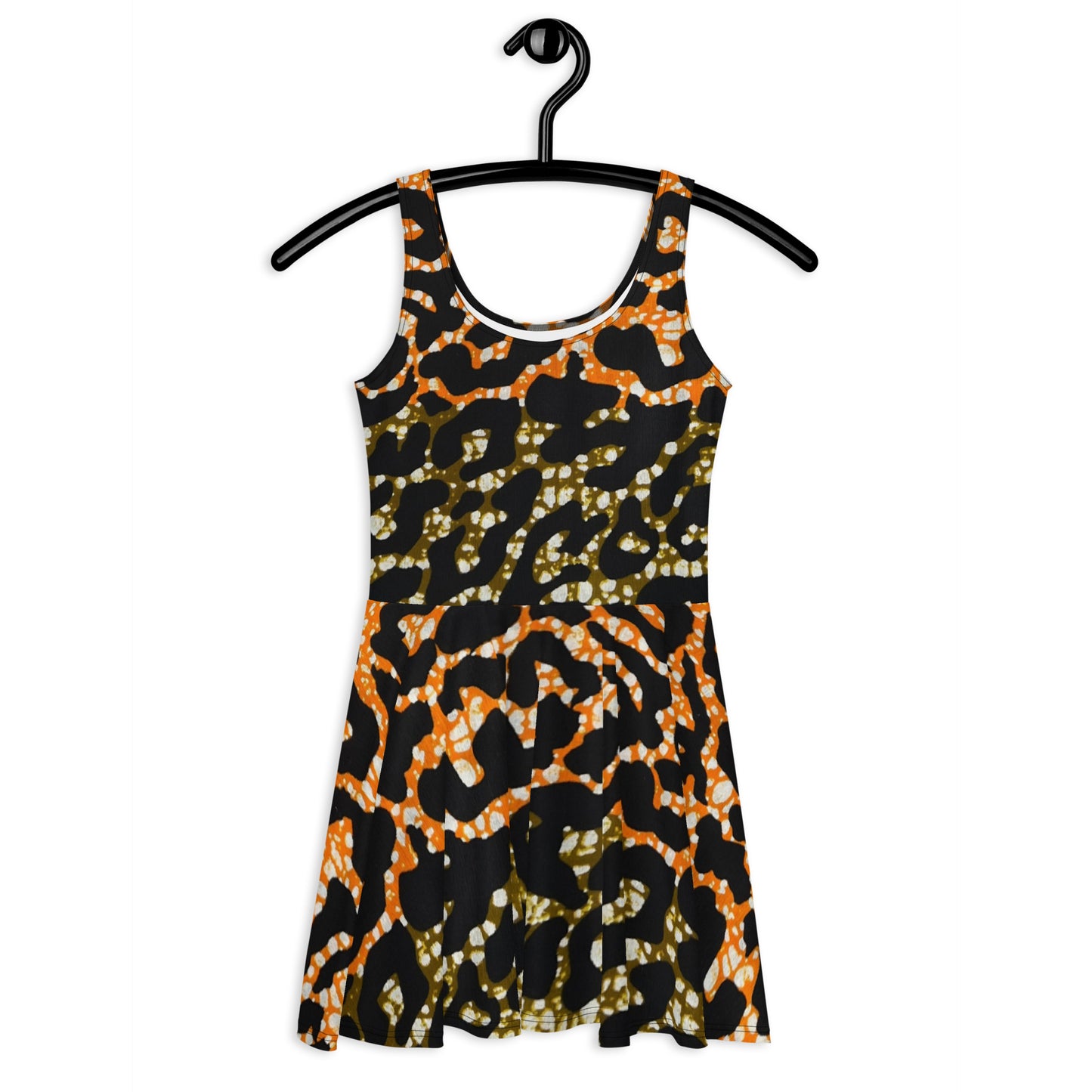 Green Orange Leopard Skater Dress