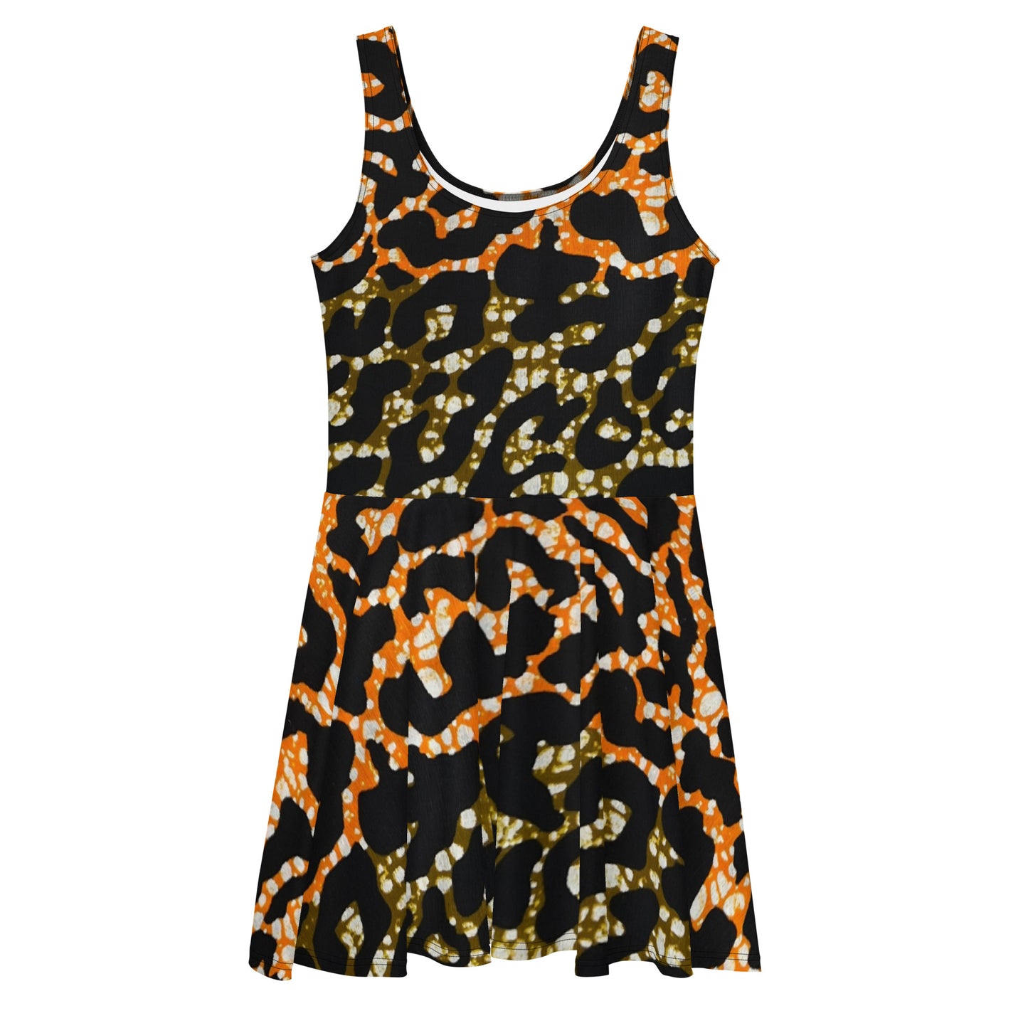 Green Orange Leopard Skater Dress