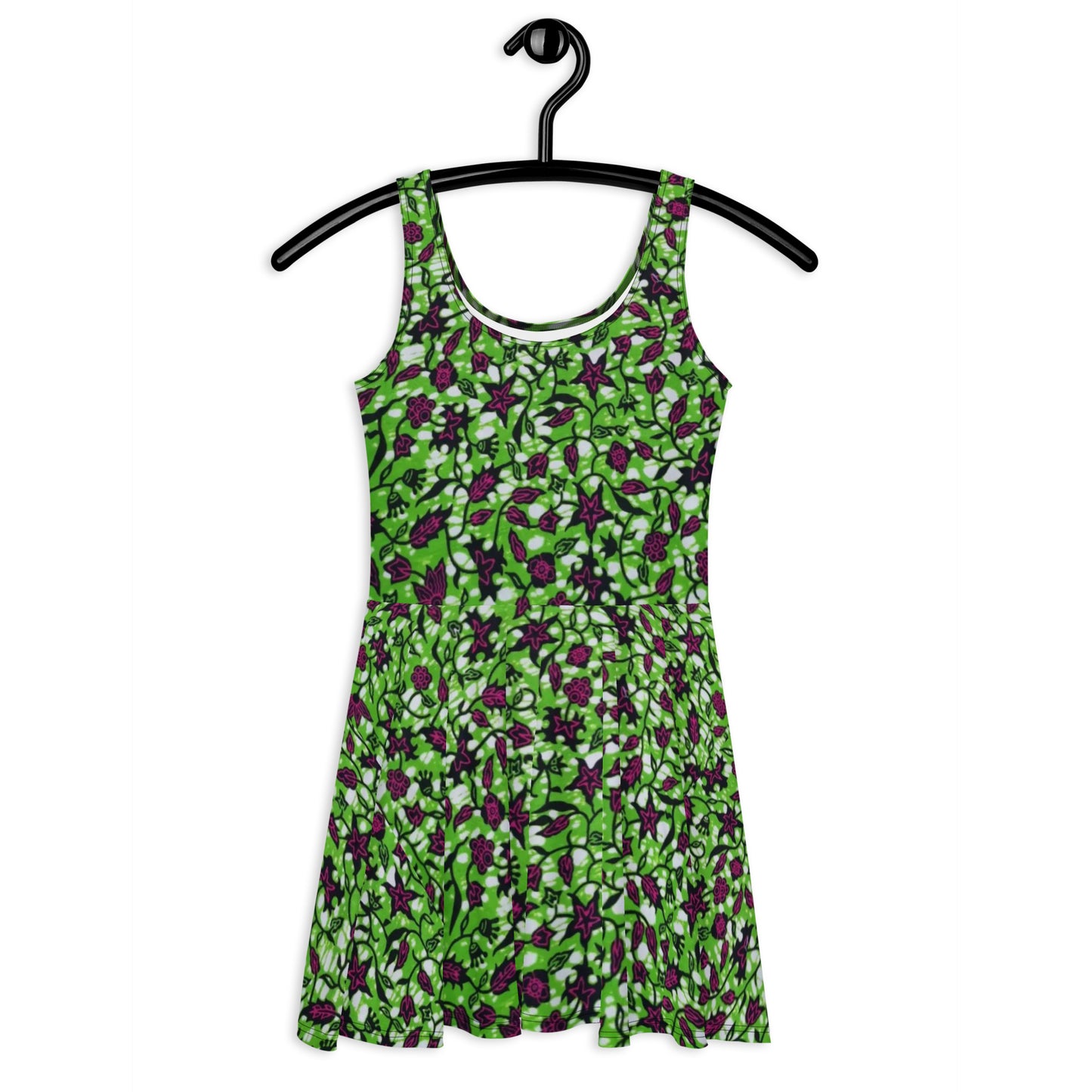 Green Burgundy Ankara Skater Dress