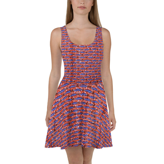 Blue On Peach Ankara Skater Dress