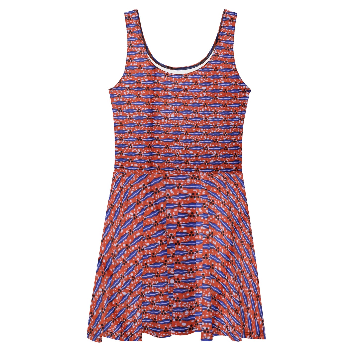 Blue On Peach Ankara Skater Dress