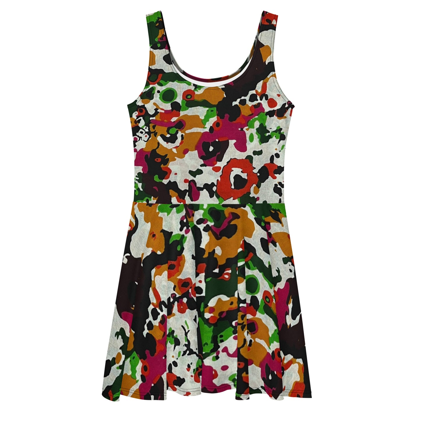 Multicolour Paint Ankara Skater Dress