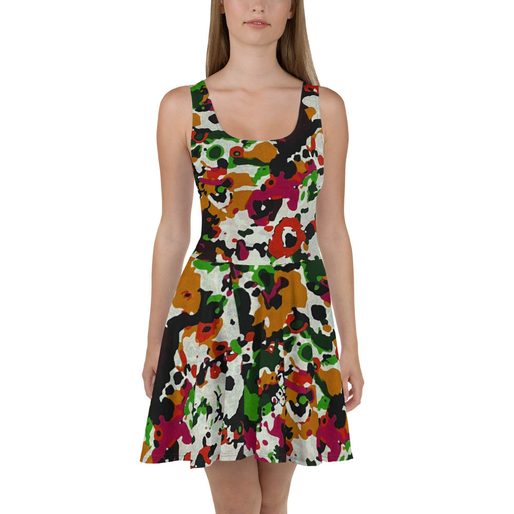 Multicolour Paint Ankara Skater Dress