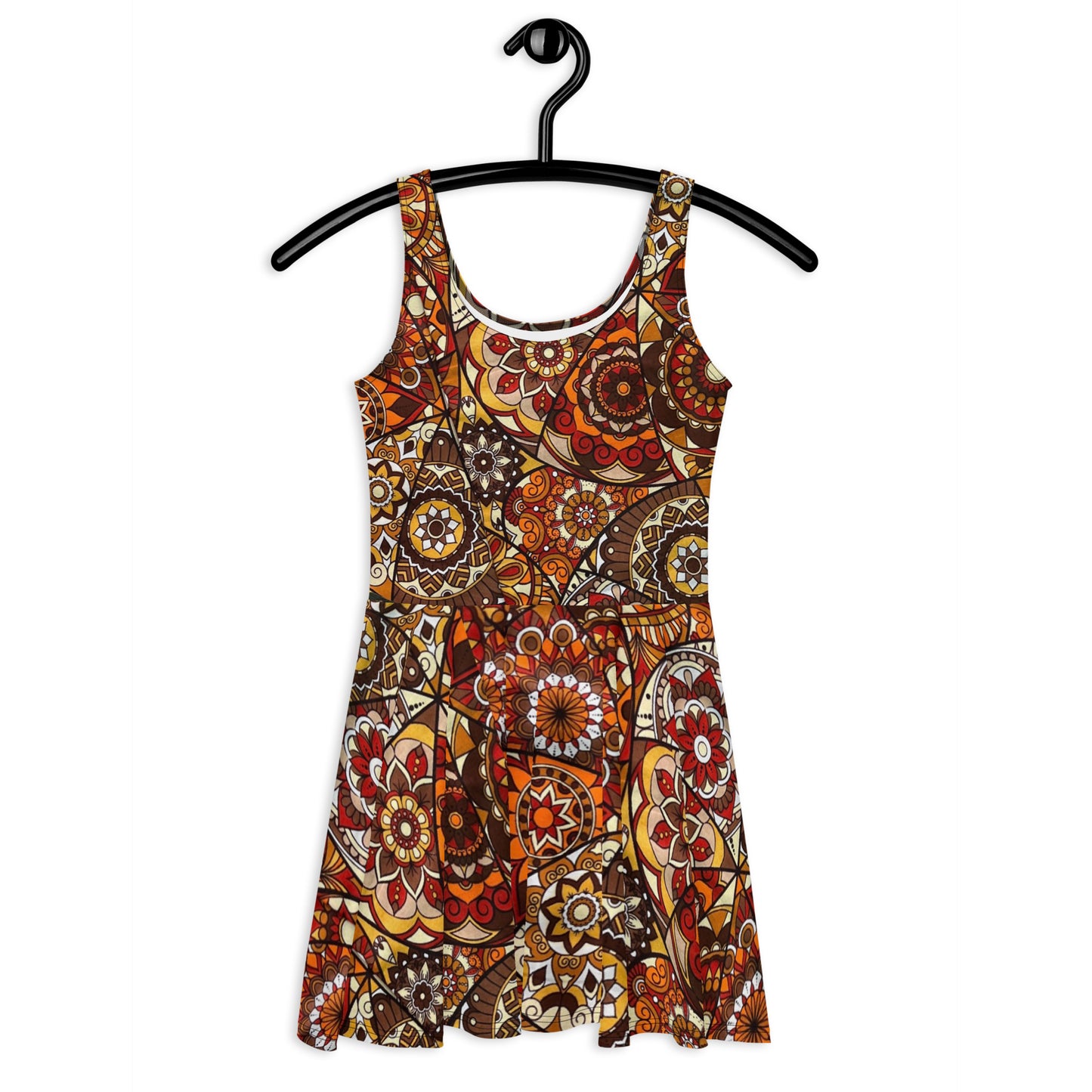 Multicolour Brown Ankara Skater Dress