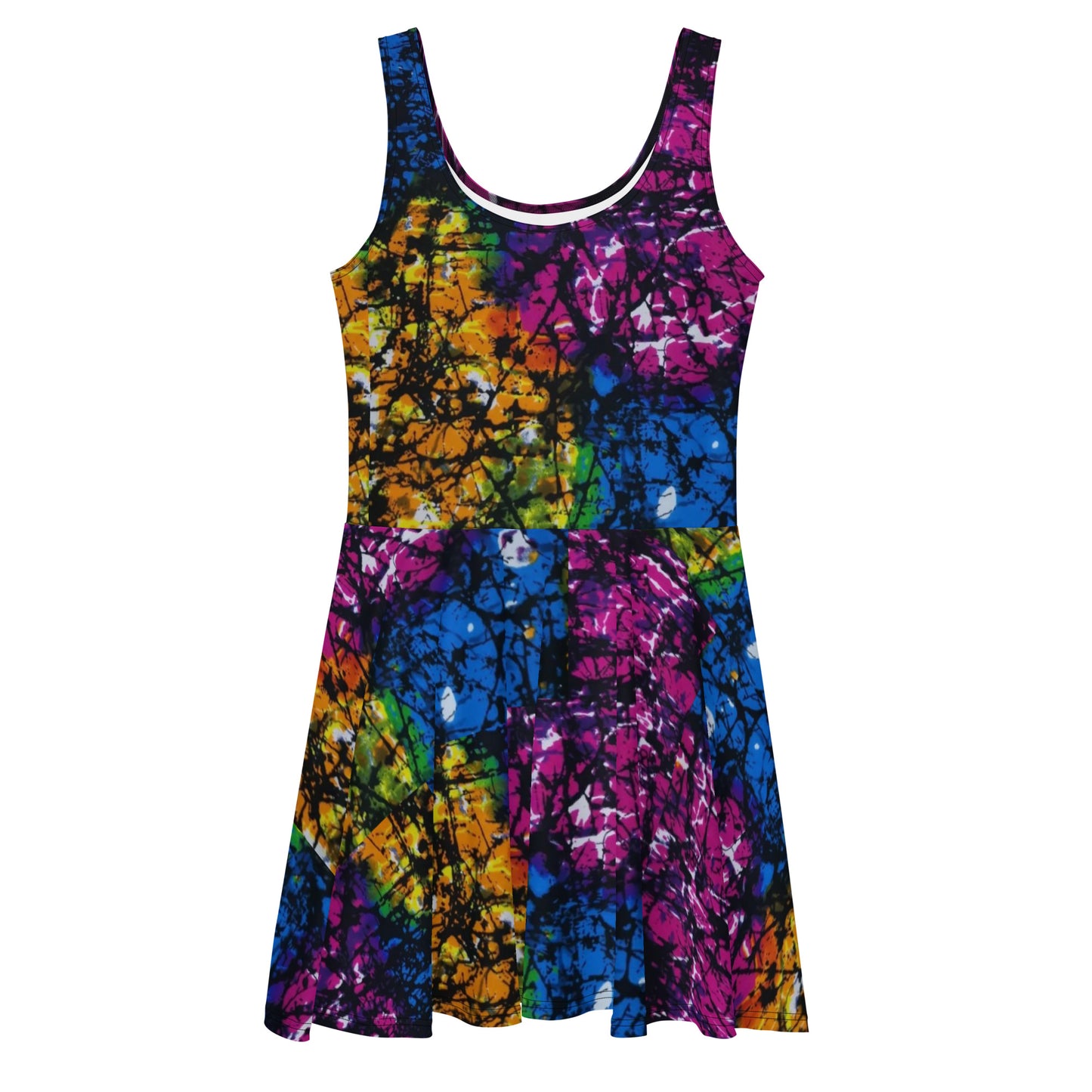 Multicolour Adire Ankara Skater Dress