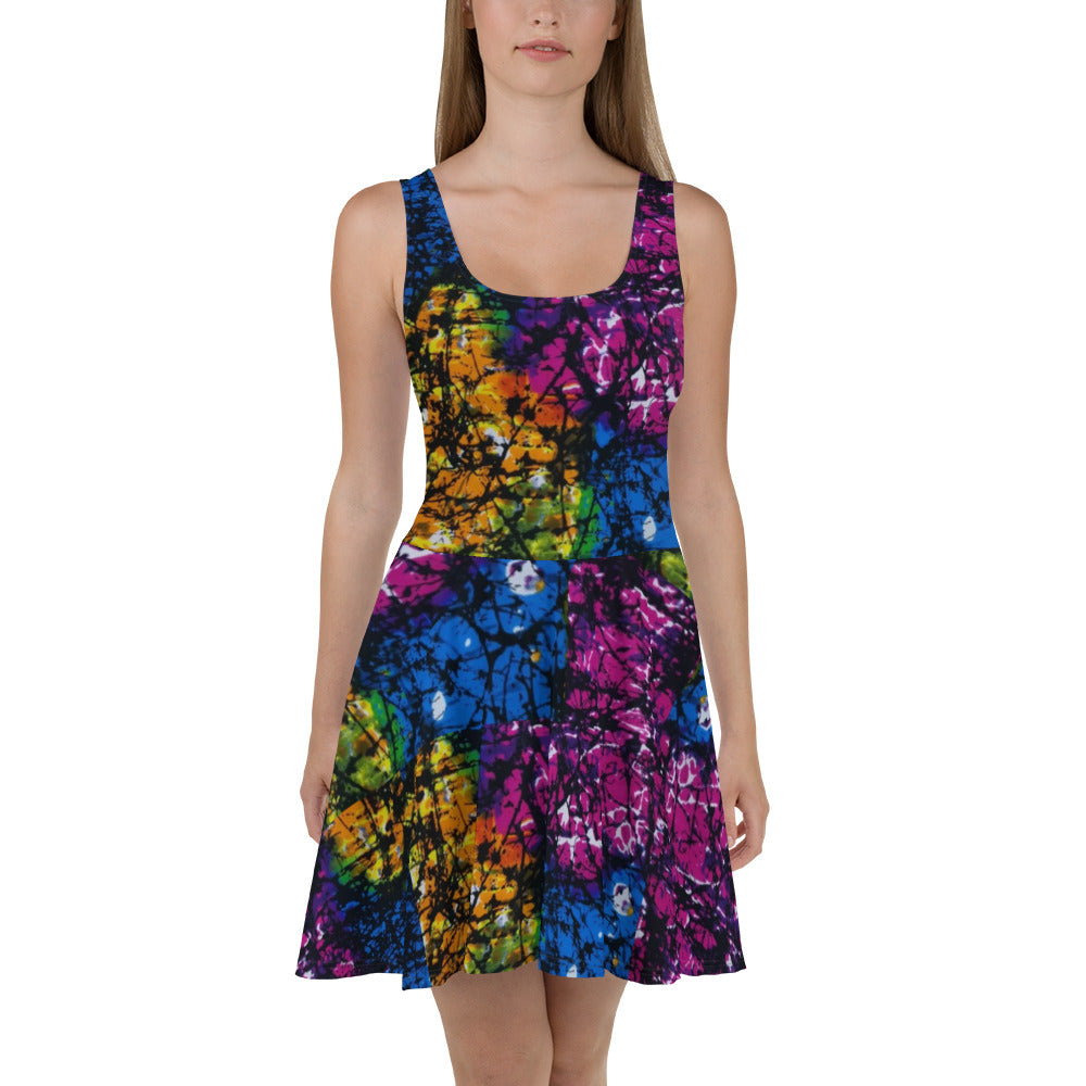 Multicolour Adire Ankara Skater Dress