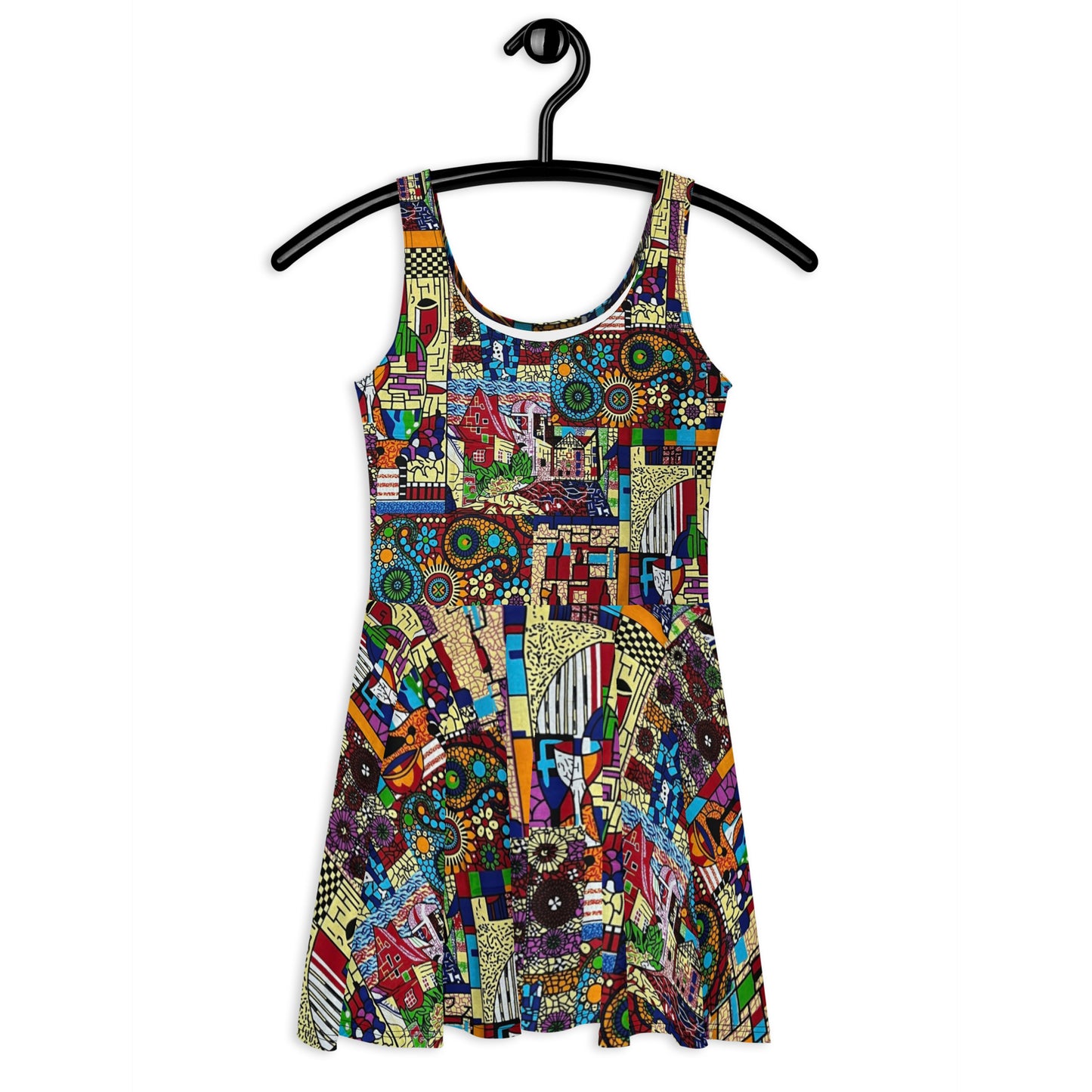 Colourful Artsy Ankara Skater Dress