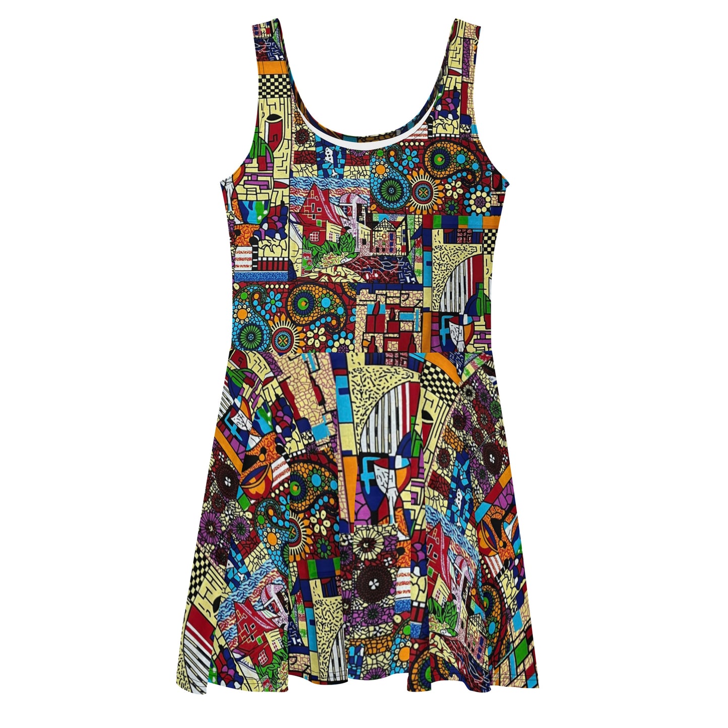 Colourful Artsy Ankara Skater Dress