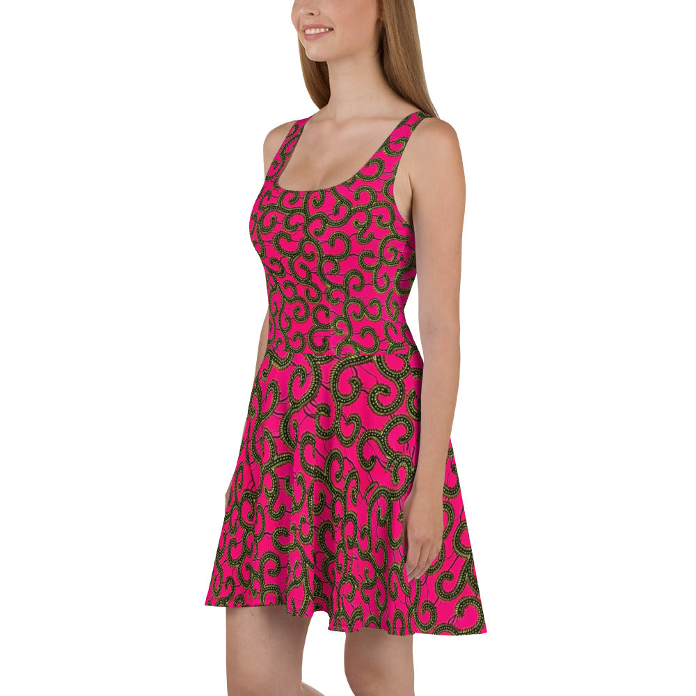 Pink Ankara Skater Dress