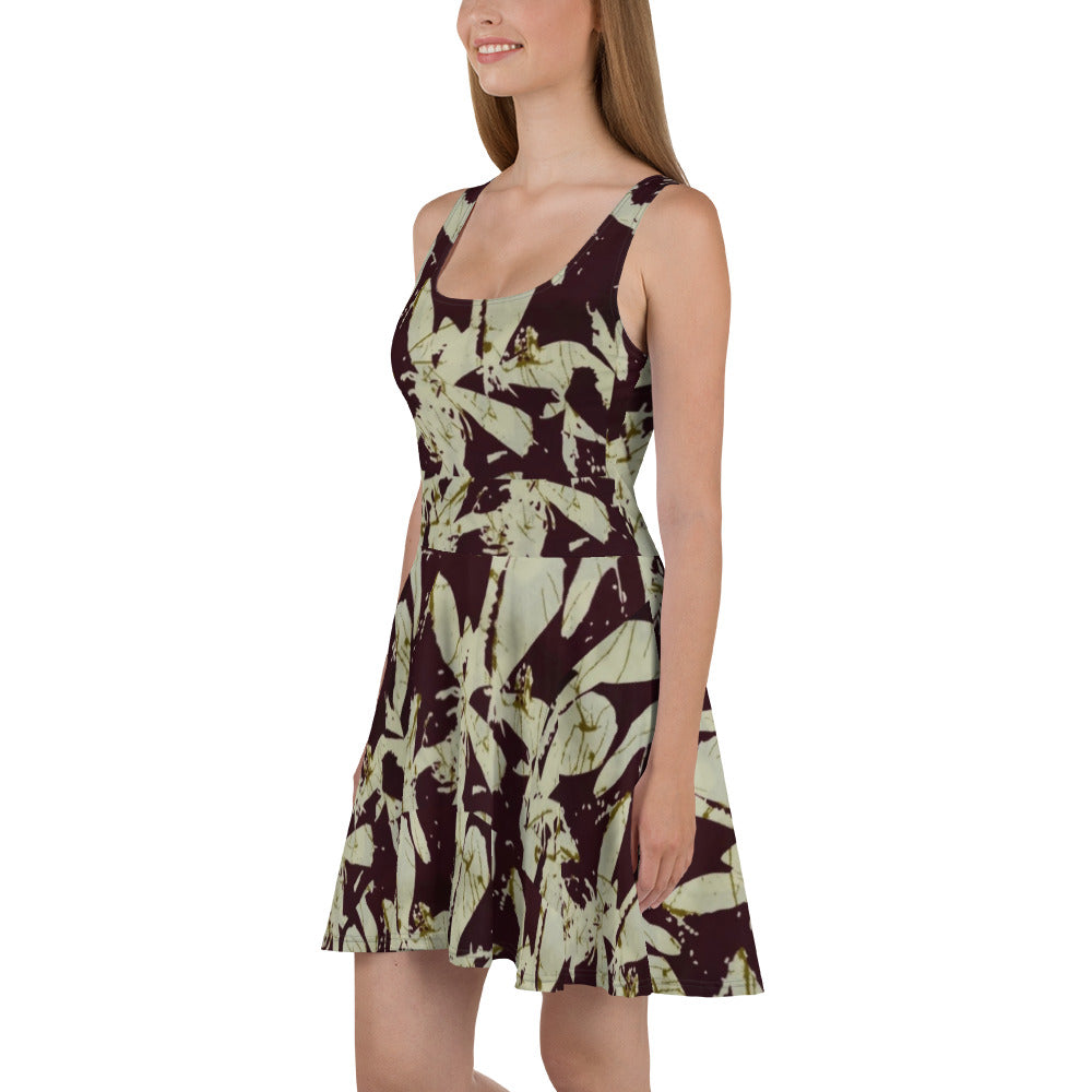 Brown Adire Skater Dress