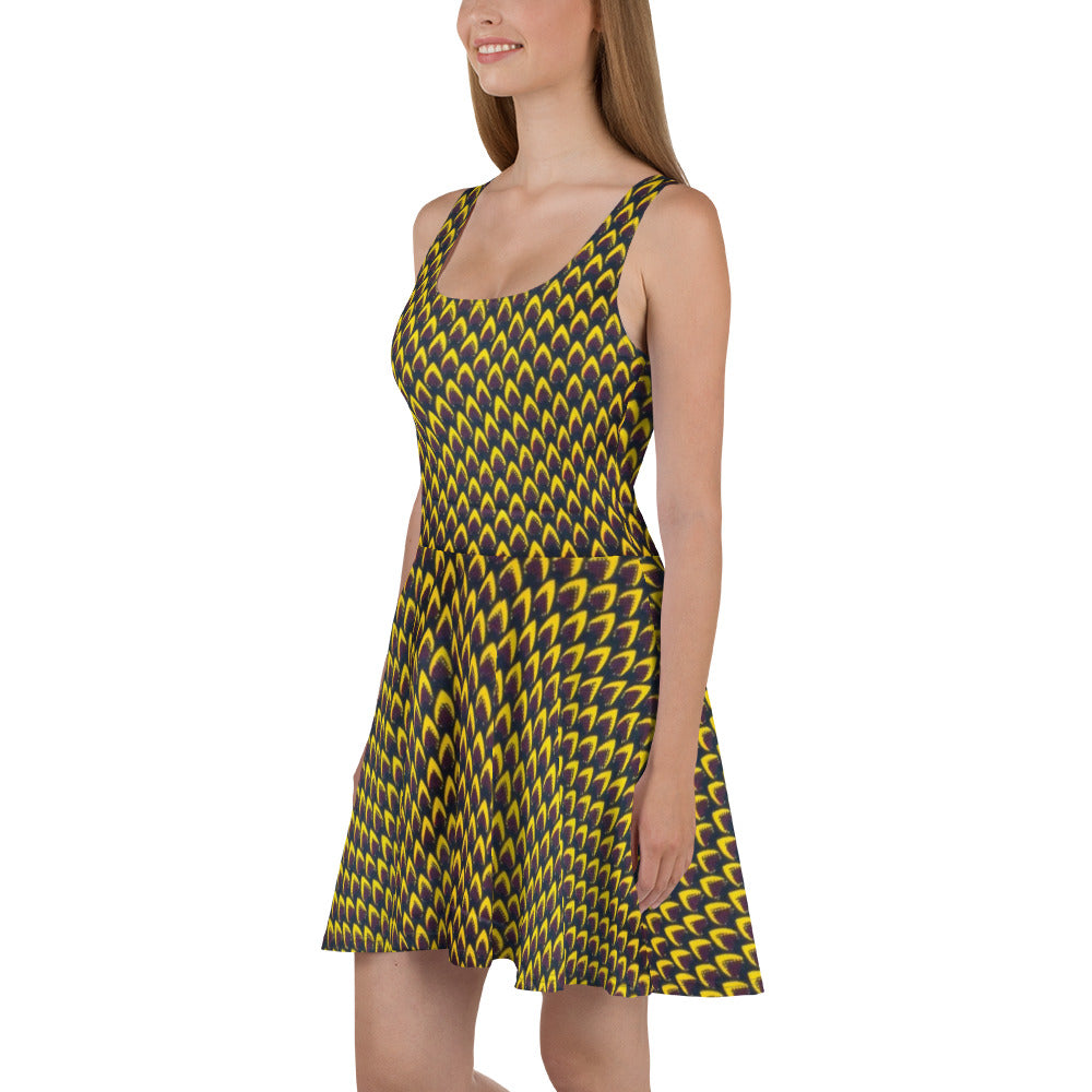 Yellow Flame Ankara Skater Dress
