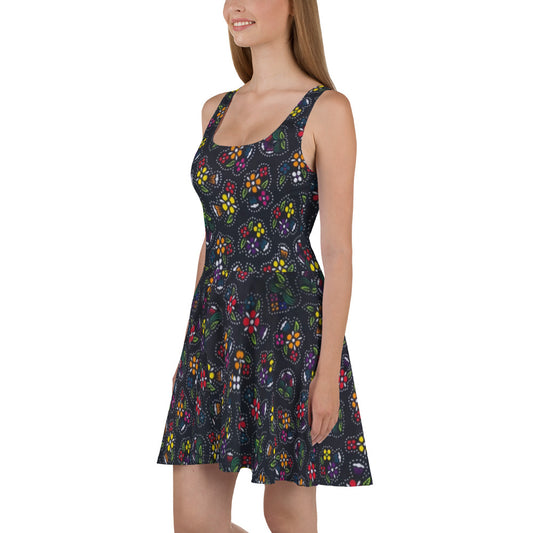 Multicolour Dark Ankara Skater Dress