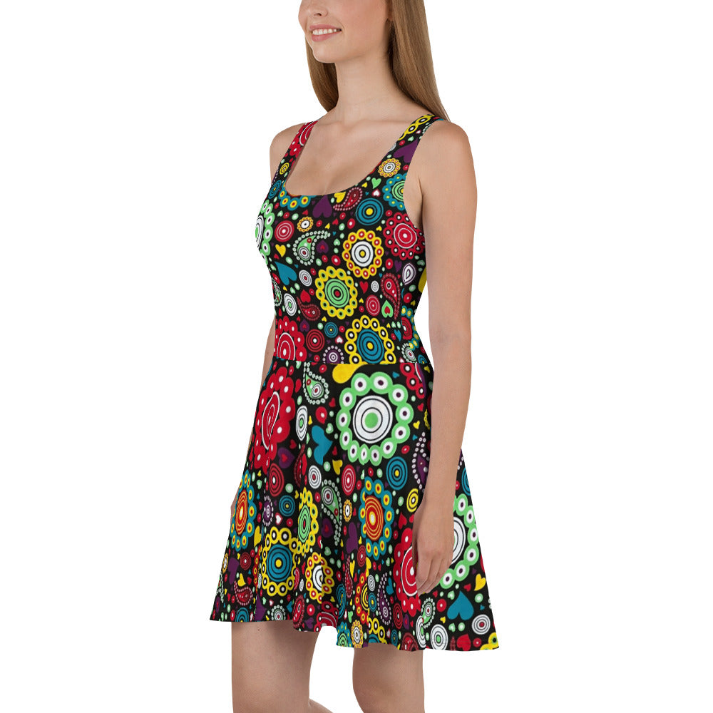 Multicolour Bloom Ankara Skater Dress