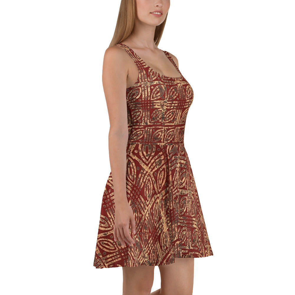 Copper & Gold Adire Skater Dress