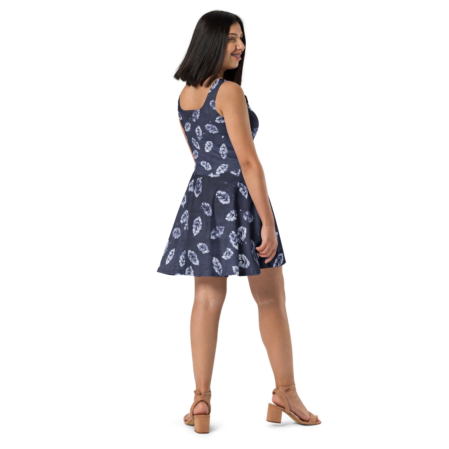 Indigo Leaf Adire Skater Dress