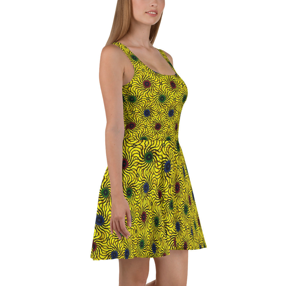 Multicolour Yellow Ankara Skater Dress