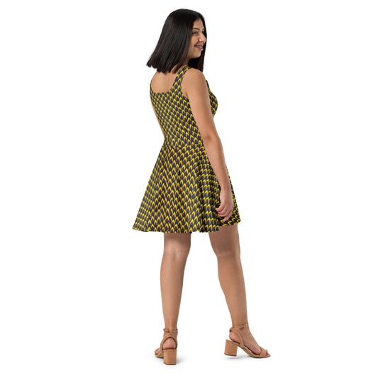 Yellow Flame Ankara Skater Dress