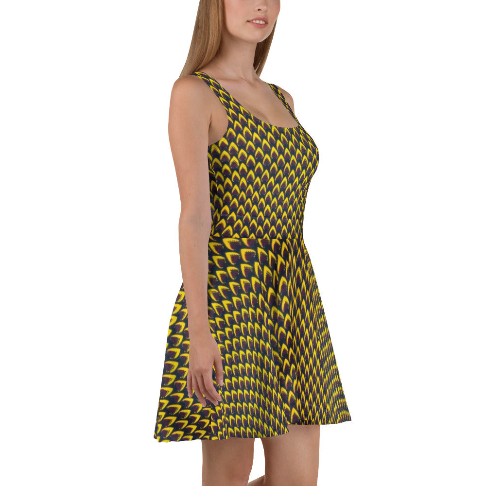 Yellow Flame Ankara Skater Dress