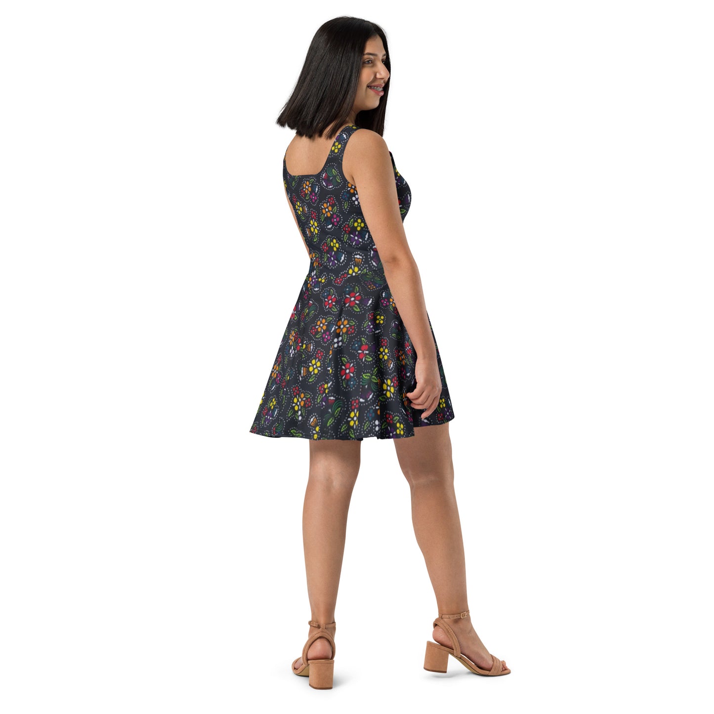 Multicolour Dark Ankara Skater Dress